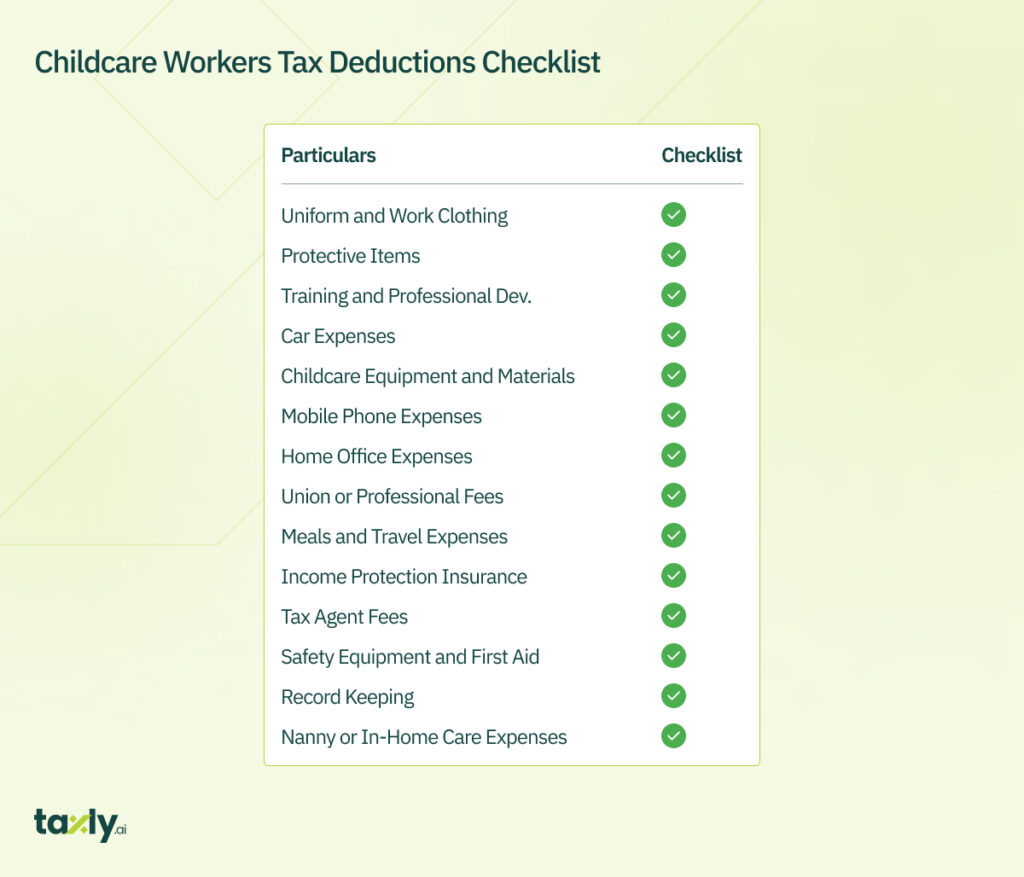 Childcare tax deduction checklist